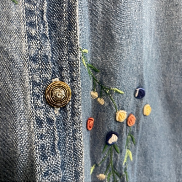 Studio West Denim Embroidered Button Up Shirt- Large - Picture 5 of 9